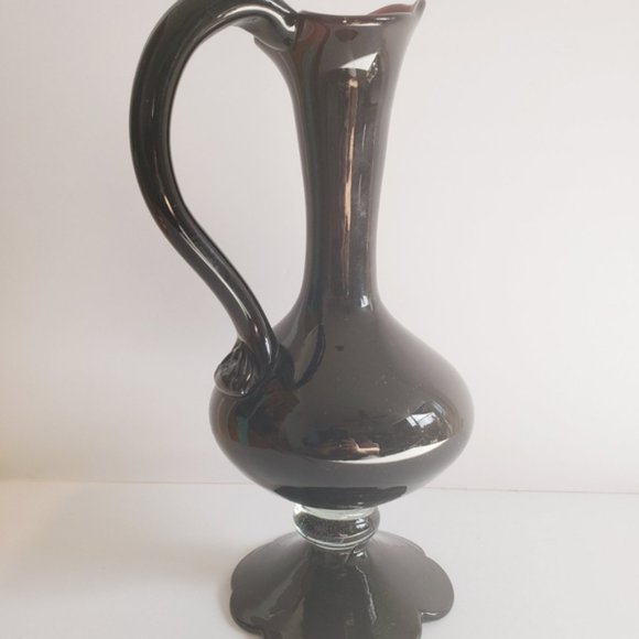 Midcentury Purple  Murano Style Glass Amphora Vase Pitch - Picture 8 of 15
